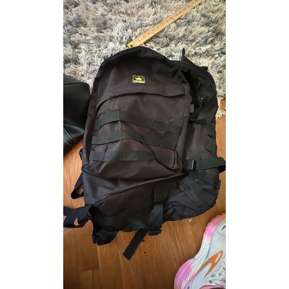 US Army Tactical Backpack Black Military Rucksack Gear Bag with Webbing Loops